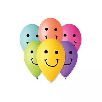 Léggömb, 30 cm, smiley, vegyes színek Léggömb, 30 cm, smiley, vegyes színek
