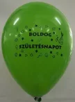 Léggömb, 26 cm, két oldalon nyomott "Boldog szü...