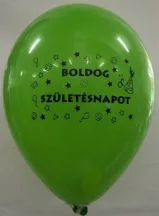 Léggömb, 26 cm, két oldalon nyomott "Boldog szü...