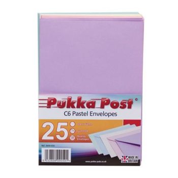 Boríték, C6, enyvezett, PUKKA PAD "Pastel", veg...