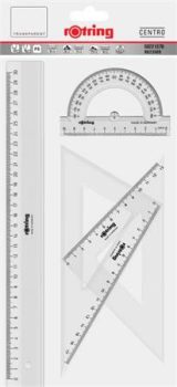 Vonalzó készlet, műanyag, ROTRING, víztiszta