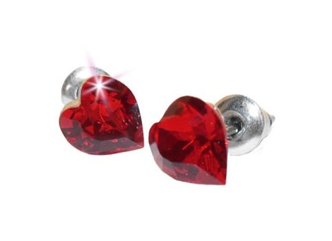 Fülbevaló, szív formájú, light siam piros SWARO...
