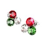 Fülbevaló, piros-fehér-zöld SWAROVSKI® kristáll...