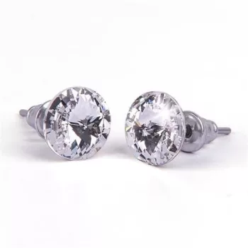Fülbevaló, fehér SWAROVSKI® kristállyal, csúcso...