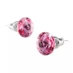 Fülbevaló, rózsaszín SWAROVSKI® kristállyal, cs...