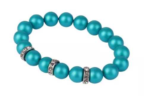 Karkötő, türkiz SWAROVSKI® gyöngyből, fehér ron... Karkötő, türkiz SWAROVSKI® gyöngyből, fehér ron...