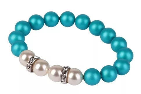 Karkötő, türkiz-fehér SWAROVSKI® gyöngyből, feh...