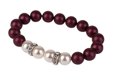 Karkötő, bíborlila-fehér SWAROVSKI® gyöngyből,...