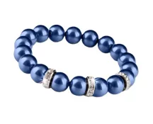 Karkötő, sötétkék SWAROVSKI® gyöngyből, fehér r...