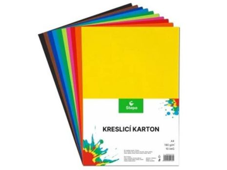 Rajzlap A4, 180g, 10 lap, STEPA, vegyes színek