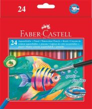   Akvarell ceruza készlet, hatszögletű, ecsettel, FABER-CASTELL, 24 különböző szín