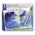   Akvarell ceruza készlet, hatszögletű, fém doboz, STAEDTLER "Karat® aquarell 125", 24 különböző szín