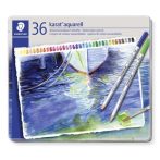   Akvarell ceruza készlet, hatszögletű, fém doboz, STAEDTLER "Karat® aquarell 125", 36 különböző szín