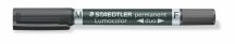   Alkoholos marker, 0,6/1,5 mm, kúpos, kétvégű, STAEDTLER "Lumocolor® duo 348", fekete