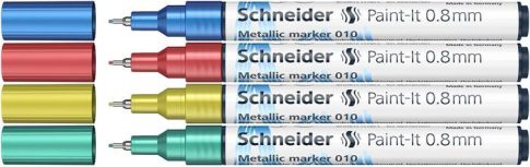 Metálfényű marker készlet, 0,8 mm, SCHNEIDER "P...