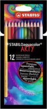   Akvarell ceruza készlet, STABILO "Aquacolor ARTY", 12 különböző szín