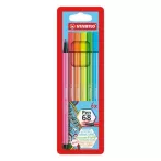Filctoll készlet, 1 mm, STABILO "Pen 68", 6 neo...