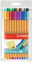   Tűfilc készlet, 0,4 mm, STABILO "Point 88", 20 különböző szín