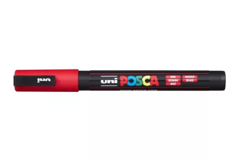 Dekormarker, 0,9-1,3 mm, UNI "Posca PC-3M", piros