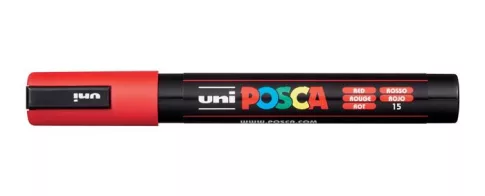 Posca filc, 1,8-2,5 mm, UNI Posca PC-5M, piros 15 Posca filc, 1,8-2,5 mm, UNI Posca PC-5M, piros 15