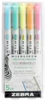   Szövegkiemelő készlet, 1,4/4,0 mm, kétvégű, ZEBRA "Mildliner Fluorescent", 5 szín