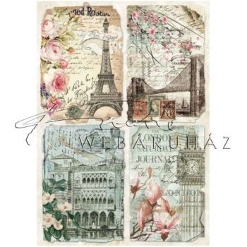 Dekupázs rizspapír A4 - Vintage képeslapok
