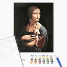Számos kifestő felnőtteknek, feszített vászon 40x50 cm - Leonardo da Vinci: Hölgy hermelinnel