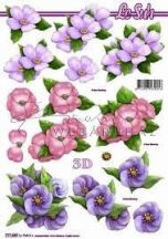 Lila, rózsaszín virágok Fázisos 3D