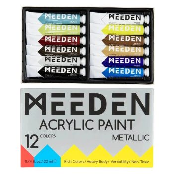 Akrilfesték készlet - MEEDEN Acrylic Paint Set, 12 Metallic Colors 12x22 ml - Metálszínek