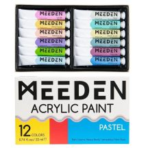 Akrilfesték készlet - MEEDEN Acrylic Paint Set, 12 Pastel Colors 12x22 ml - Pasztell színek