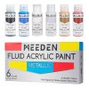 Akrilfesték készlet - MEEDEN Fluid Acrylic Paint Set, 6 Metál színek