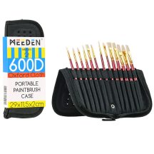   Ecsettartó, kitámasztható 29cm hosszú - MEEDEN Mesh Paint Brushes Case Zippered Brush Holder, Black