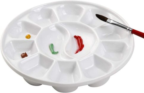 M-ART Professzionális porcelán festőpaletta és színkeverő, kör alakú