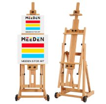   Festőállvány, műtermi, összecsukható, gurítható - MEEDEN Versatile H-Frame Studio Easel Natural