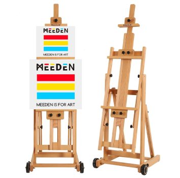 Festőállvány, műtermi, összecsukható, gurítható - MEEDEN Versatile H-Frame Studio Easel Natural