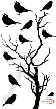Fekete falmatrica - Madarak ülnek a fán