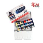   Akvarellfesték készlet, szilkés - Rósa Gallery Classic Indigó - 12 x 2,5 ml - fémdobozos