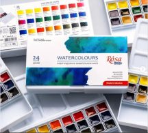   Akvarellfesték készlet, szilkés - Rósa Studio - 24 x 1,6 ml - praktikus műanyag dobozban