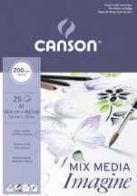 CANSON Imagine rajztömb, rövid old. ragasztott, minden technikához 200g/m2 25 ív A1