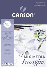 CANSON Imagine rajztömb, rövid old. ragasztott, minden technikához 200g/m2 50 ív A3
