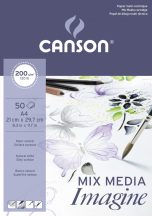 CANSON Imagine rajztömb, rövid old. ragasztott, minden technikához 200g/m2 50 ív A4
