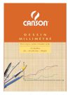 CANSON MM - miliméter nyomat, barnássárga, fehér rajzpapíron - 90g/m2 tömb, 50 ív A4