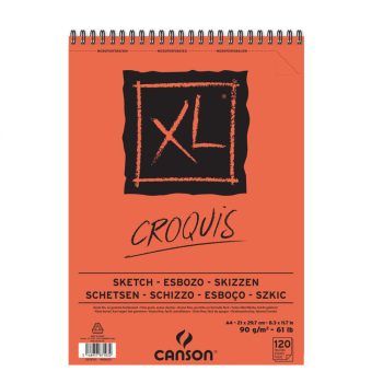 CANSON XL CROQUIS  , csontfehér skiccpapír-tömb spirálkötött, mikroperforált 90g/m2 120 ív A4