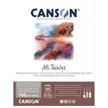 Mi-Teintes CANSON, savmentes színes pasztelltömb 160g 20 lap kétoldalas szürke árnyalatos, 24 x 32