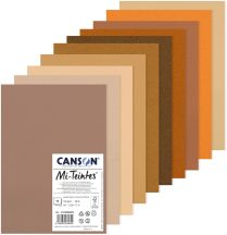   Mi-Teintes CANSON, savmentes színes pasztellkarton csomag 160g/m2 A4 - Barna árnyalatok, 10 lap