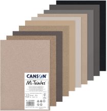   Mi-Teintes CANSON, savmentes színes pasztellkarton csomag 160g/m2 A4 - Szürke árnyalatok, 10 lap