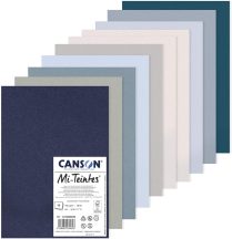   Mi-Teintes CANSON, savmentes színes pasztellkarton csomag 160g/m2 A4 - Hideg színek, 10 lap