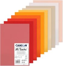   Mi-Teintes CANSON, savmentes színes pasztellkarton csomag 160g/m2 A4 - Meleg színek, 10 lap