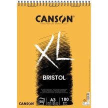   CANSON XL BRISTOL extra- fehér, sima rajztömb, spirálkötéses, mikroperforált 180g/m2 50 ív A4