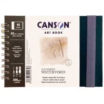 CANSON Books XL  Saunders Waterford könyv, spirálkötött, fekete borítóval, 300g/m2 24 lap A5